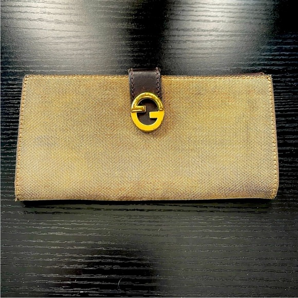Gucci Wallet Purse G logos Beige Brown/ Golden Toned Color Unisex Wallet - Picture 4 of 12